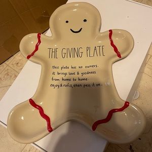 Rae Dunn gingerbread man giving plate